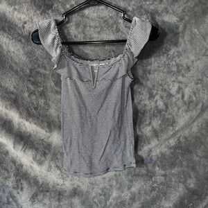 Aeropostale Silver Fitted Blouse with Ruched Details